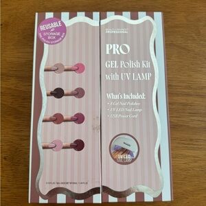 Pro Gel Polish Kit with UV Lamp - Pink and Brown